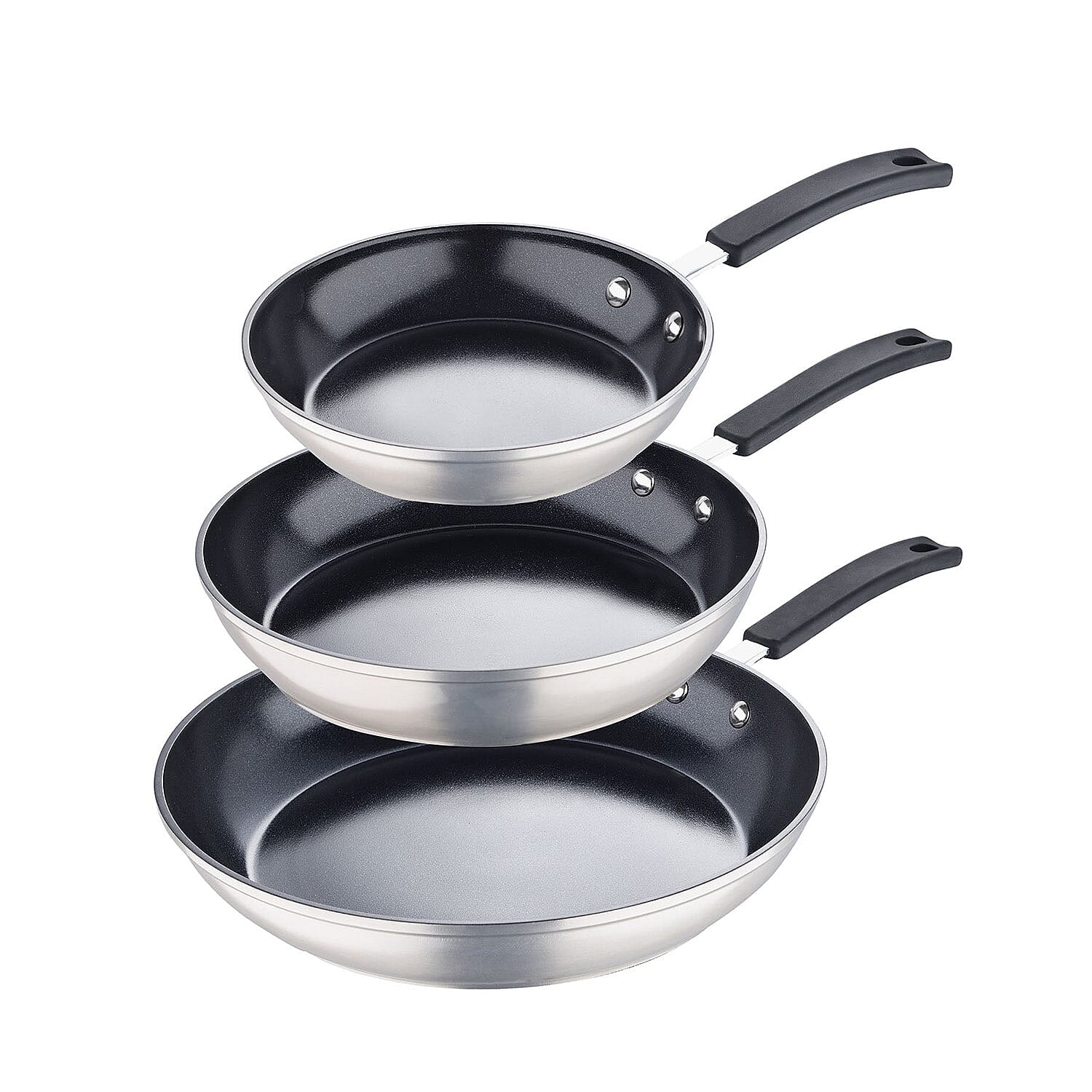 Fry Pan and Skillet (Size 26x20x30 cm) - Silver & Black