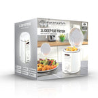 Daewoo Compact Deep Fat Fryer, your space-saving solution for flavourful creations. With a 1-litre capacity