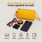 Fully Lined Woven Pattern Crossbody Bag - Yellow