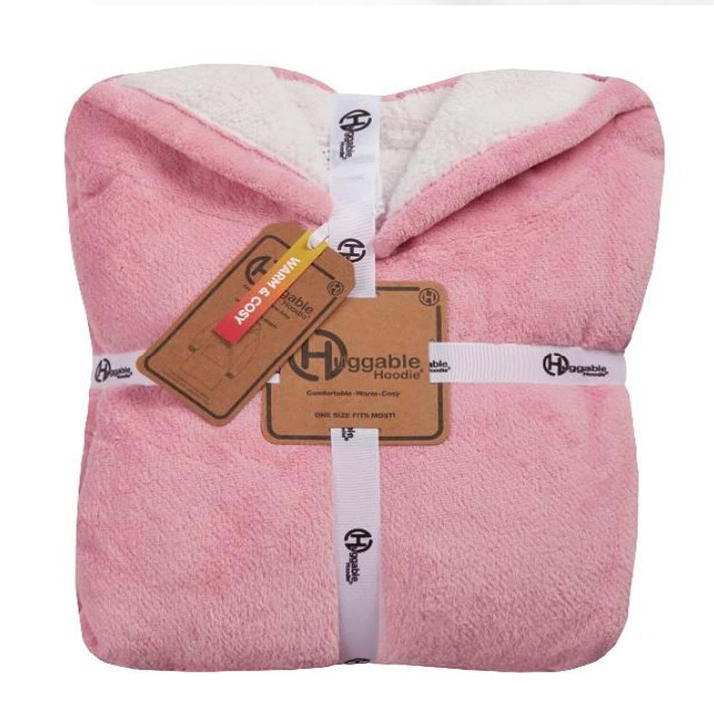 Fully Sherpa Lined Oversized Fleece Hoodie. Double Layered For Extra Warmth. Extra Long Length. Gift Ribbon Packaging - Pink