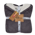 Fully Sherpa Lined Oversized Fleece Hoodie. Double Layered For Extra Warmth. Extra Long Length. Gift Ribbon Packaging - Grey