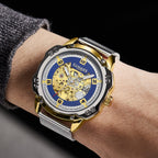 GAMAGES OF LONDON Bionic Automatic Movement Blue Dial Water Resistant Watch with Silver Colour Mesh Bracelet