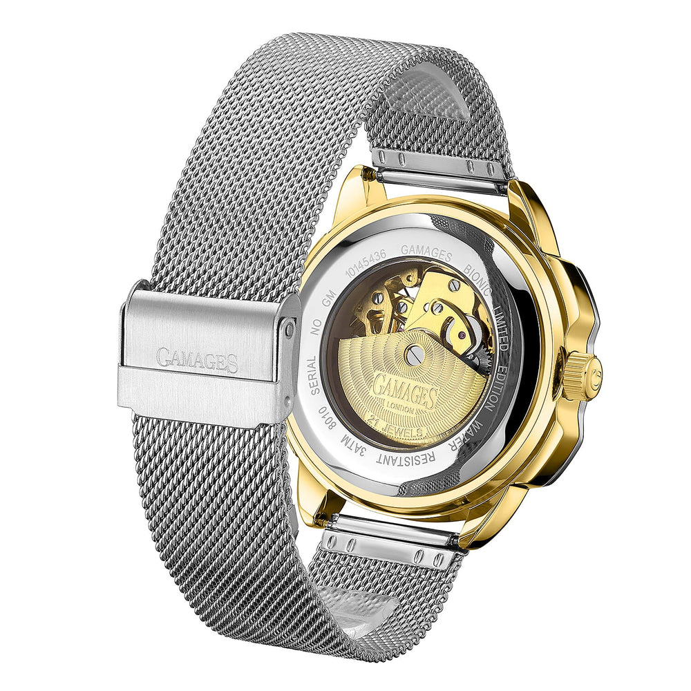 GAMAGES OF LONDON Bionic Automatic Movement Blue Dial Water Resistant Watch with Silver Colour Mesh Bracelet