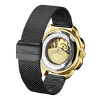 GAMAGES OF LONDON Bionic Automatic Movement Yellow Dial Water Resistant Watch with Black Colour Mesh Bracelet