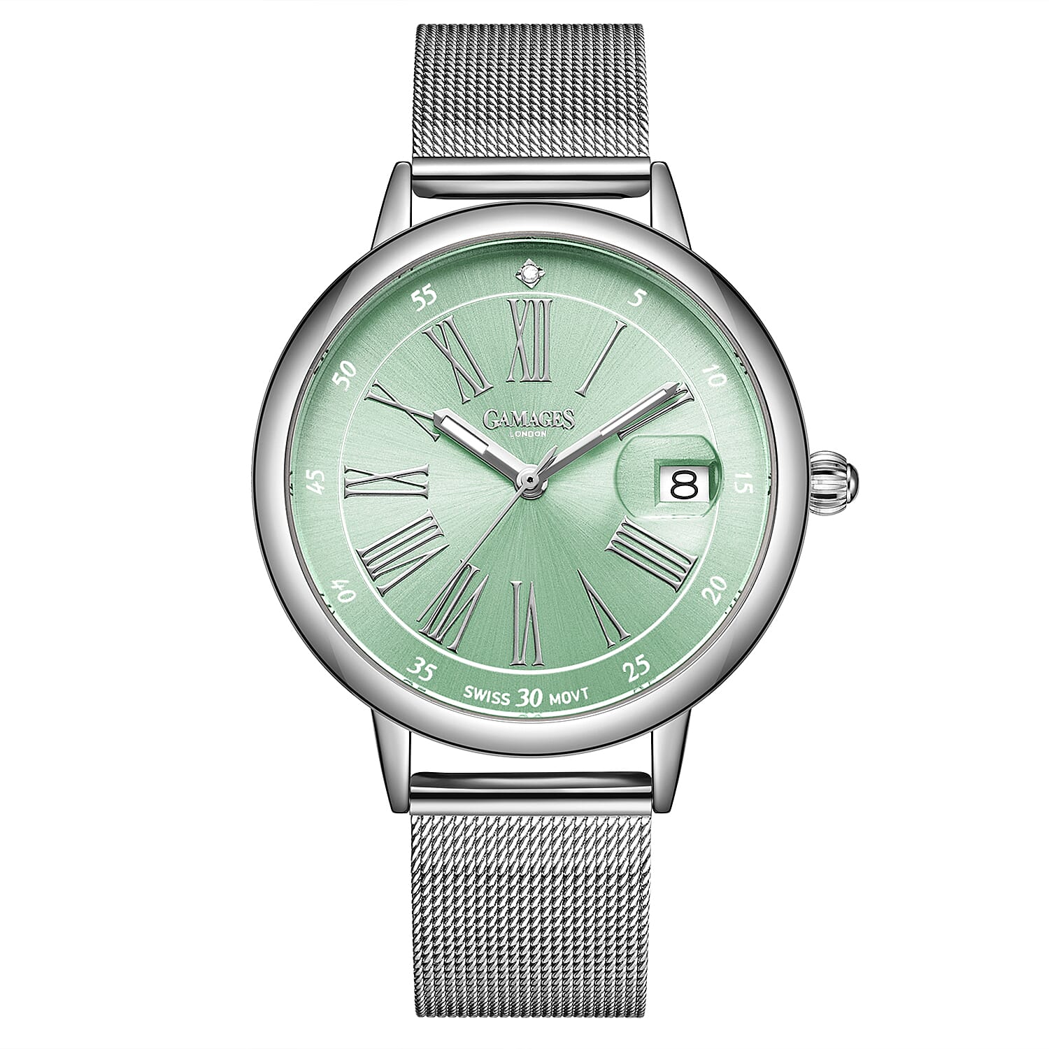 GAMAGES OF LONDON Ladies Sophisticated Blue Dial Watch with Mesh Style Steel Strap