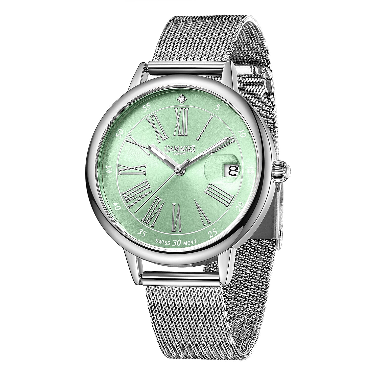 GAMAGES OF LONDON Ladies Sophisticated Blue Dial Watch with Mesh Style Steel Strap