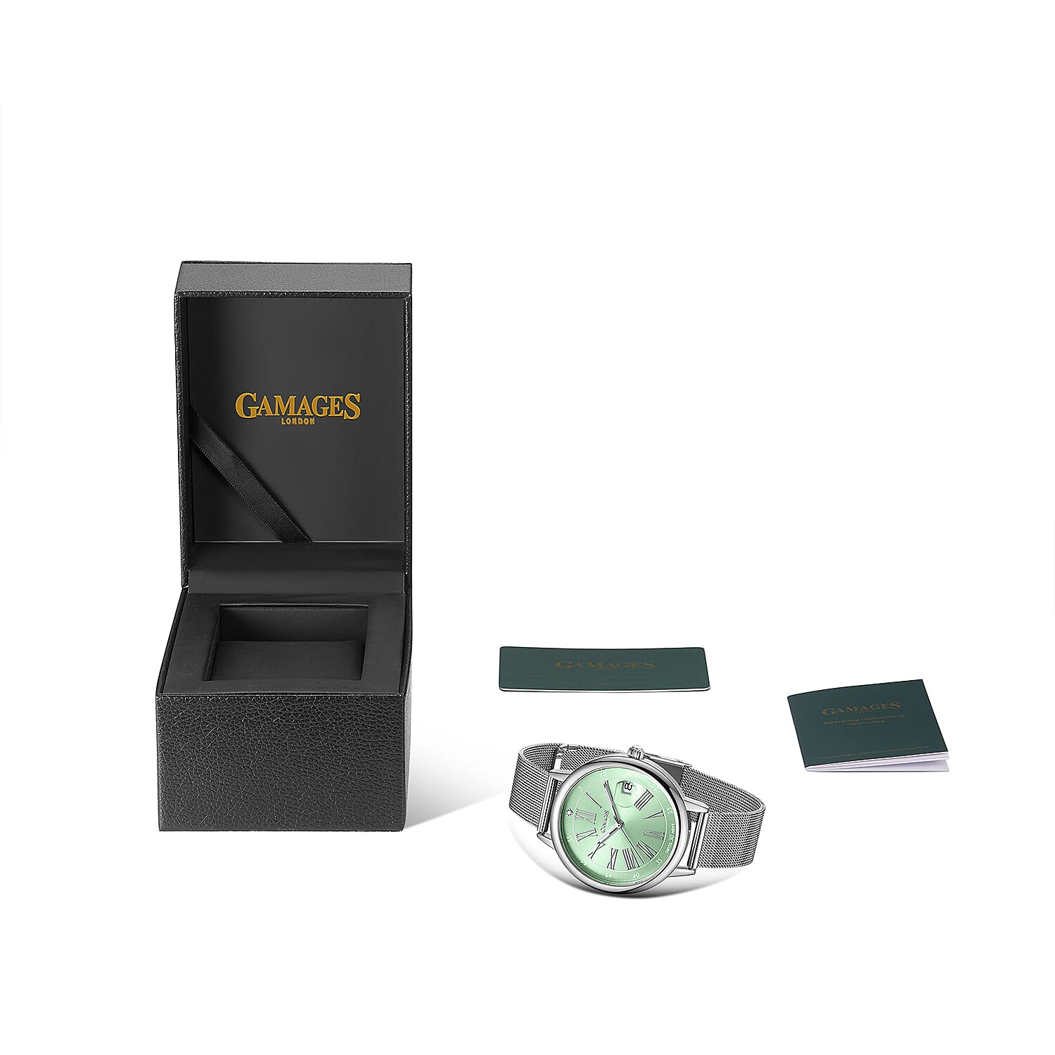 GAMAGES OF LONDON Ladies Sophisticated Blue Dial Watch with Mesh Style Steel Strap
