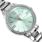 GAMAGES OF LONDON Swiss Movement Allure Blue Dial Water Resistant Watch in Silver Tone