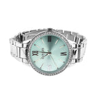 GAMAGES OF LONDON Swiss Movement Allure Blue Dial Water Resistant Watch in Silver Tone