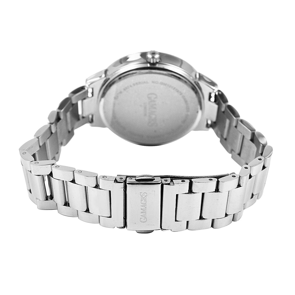GAMAGES OF LONDON Swiss Movement Allure Blue Dial Water Resistant Watch in Silver Tone
