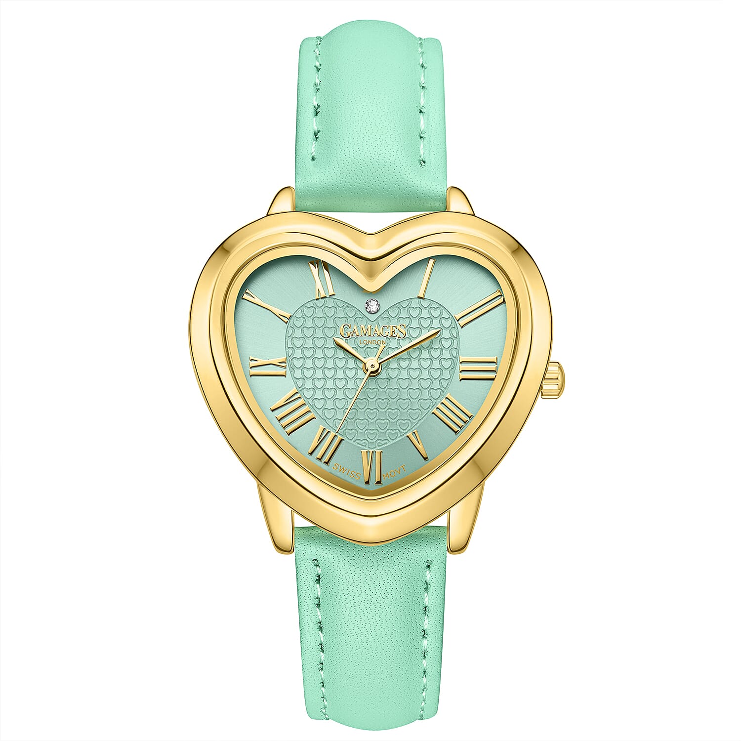 GAMAGES OF LONDON Ladies Heartfelt Diamond in Gold Blue