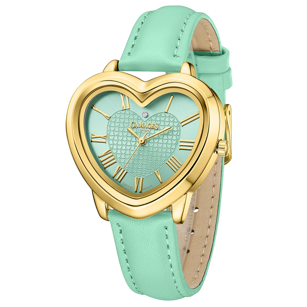 GAMAGES OF LONDON Ladies Heartfelt Diamond in Gold Blue