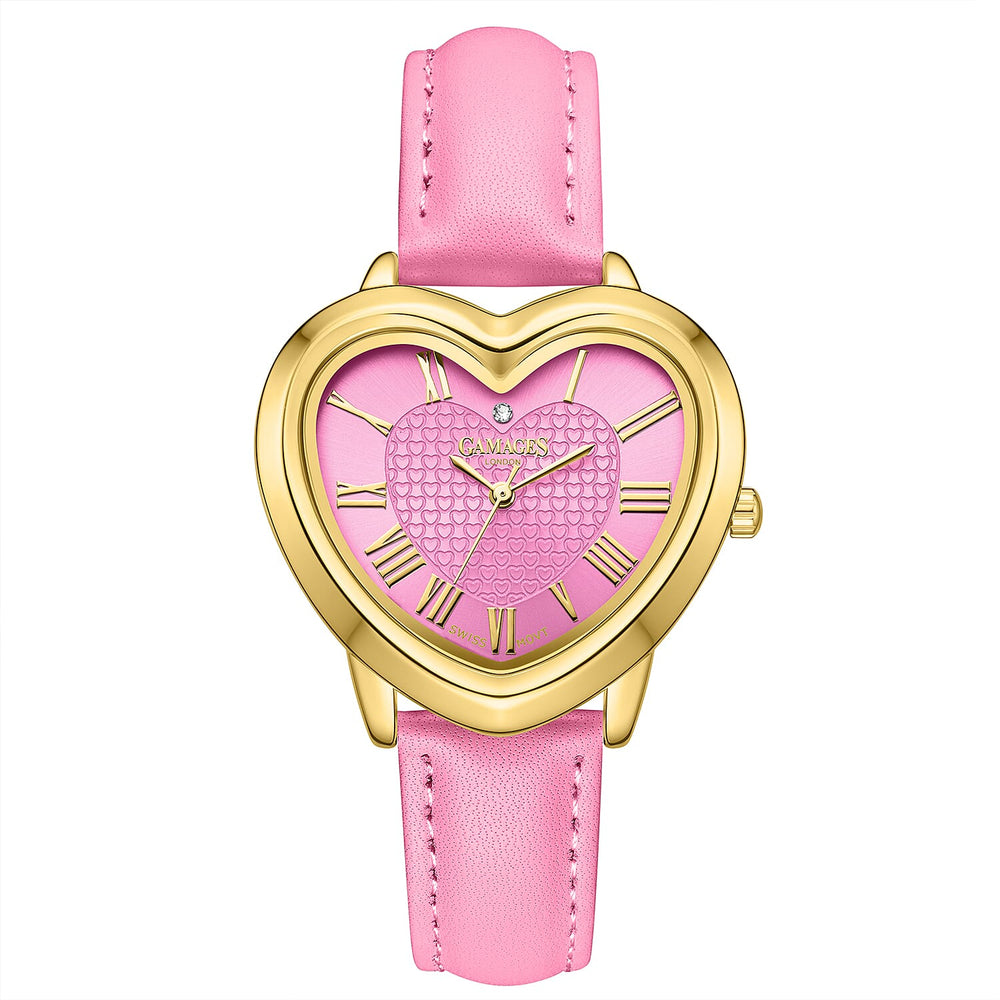 GAMAGES OF LONDON Ladies Heartfelt Diamond in Gold Medium Pink