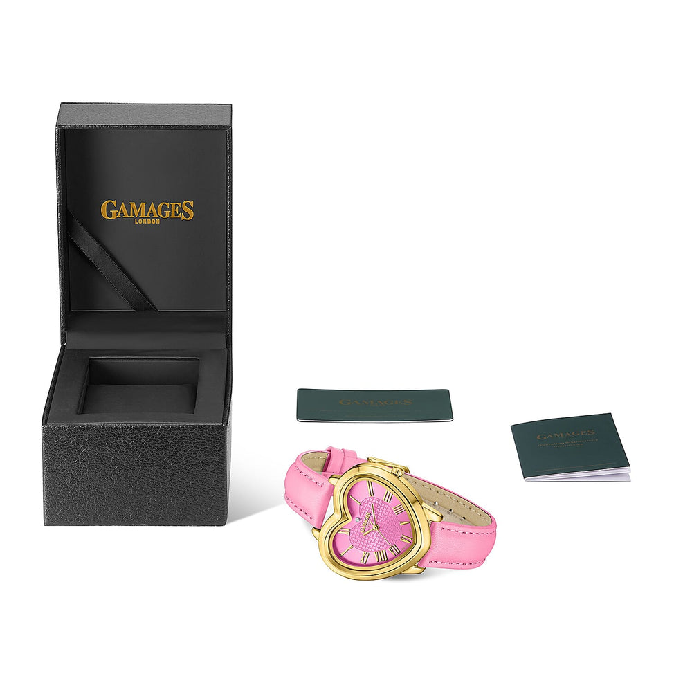 GAMAGES OF LONDON Ladies Heartfelt Diamond in Gold Medium Pink