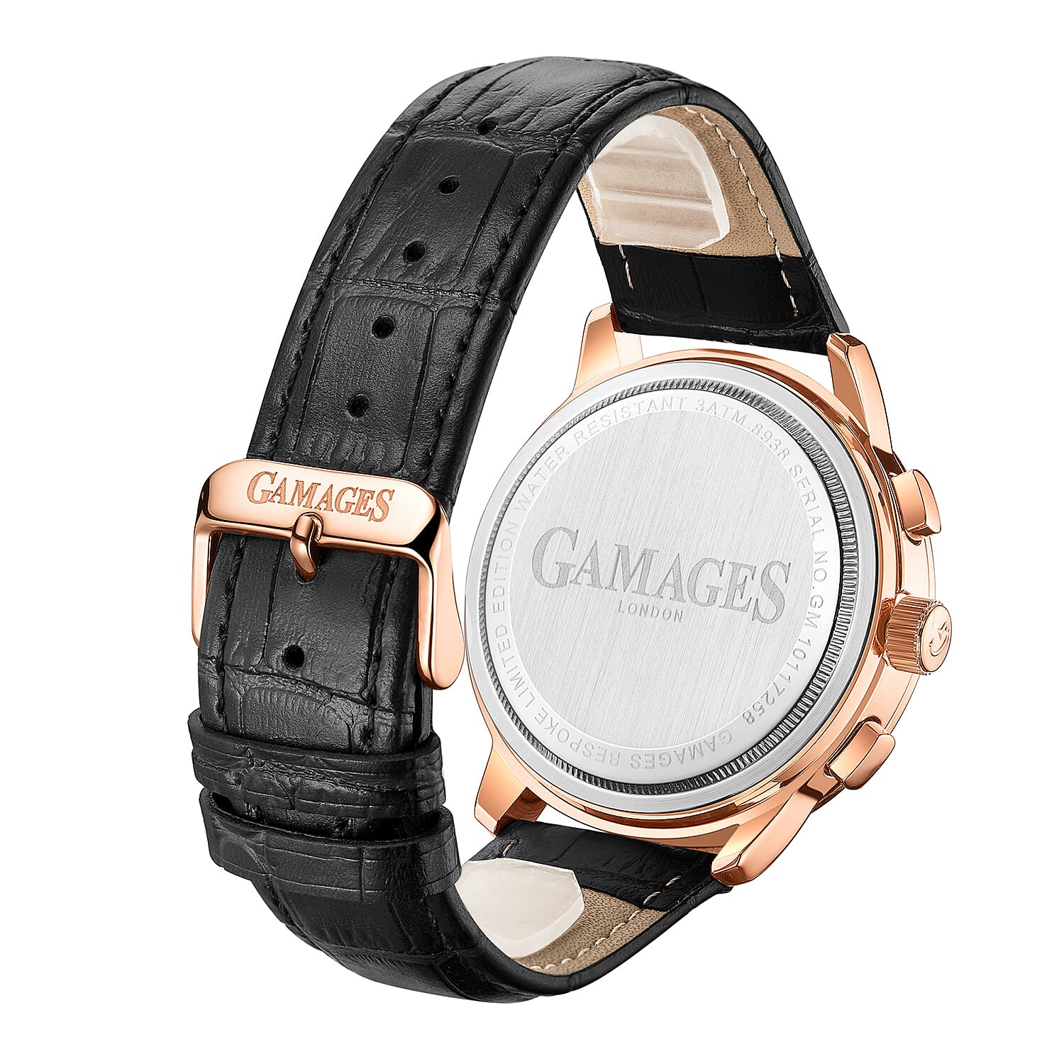 GAMAGES OF LONDON Limited Edition Hand Assembled Bespoke Automatic Black with Rose Gold Tone Dial