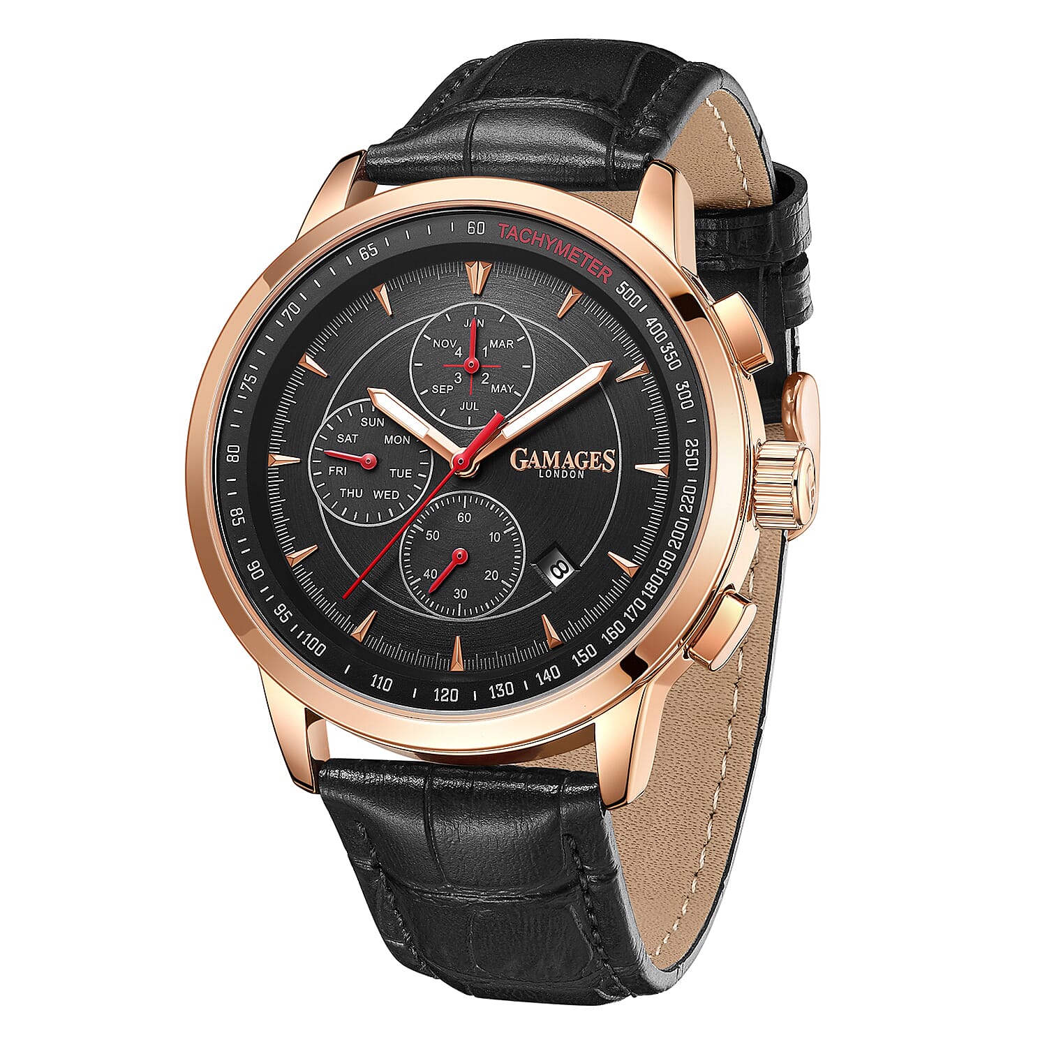 GAMAGES OF LONDON Limited Edition Hand Assembled Bespoke Automatic Black with Rose Gold Tone Dial