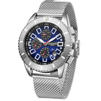 GAMAGES OF LONDON Limited Edition Hand Assembled Cogwheel Automatic Silver Blue