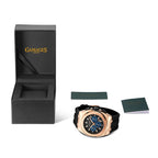 GAMAGES OF LONDON Hand Assembled Commander Automatic Movement Rose Colour Case Water Resistant Watch with Black Silicone Strap