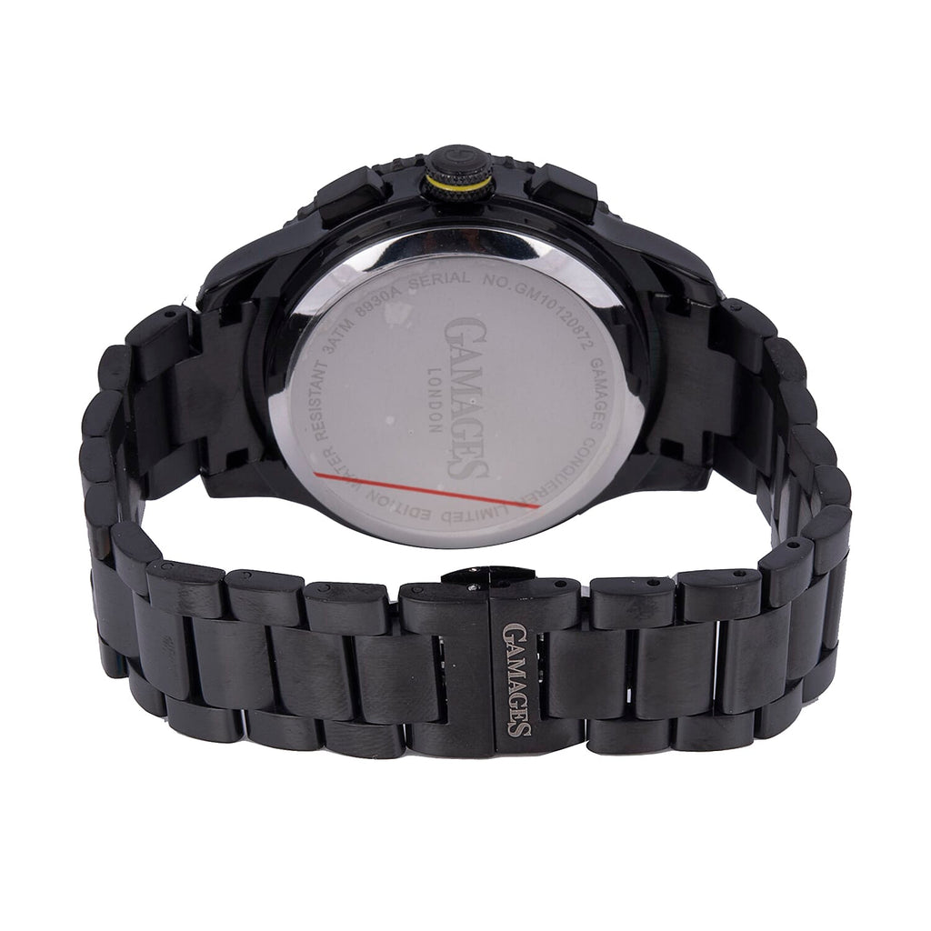 GAMAGES OF LONDON Limited Edition Hand Assembled Conquerer Red Dial Water Resistant Watch in Black Colour Chain Strap