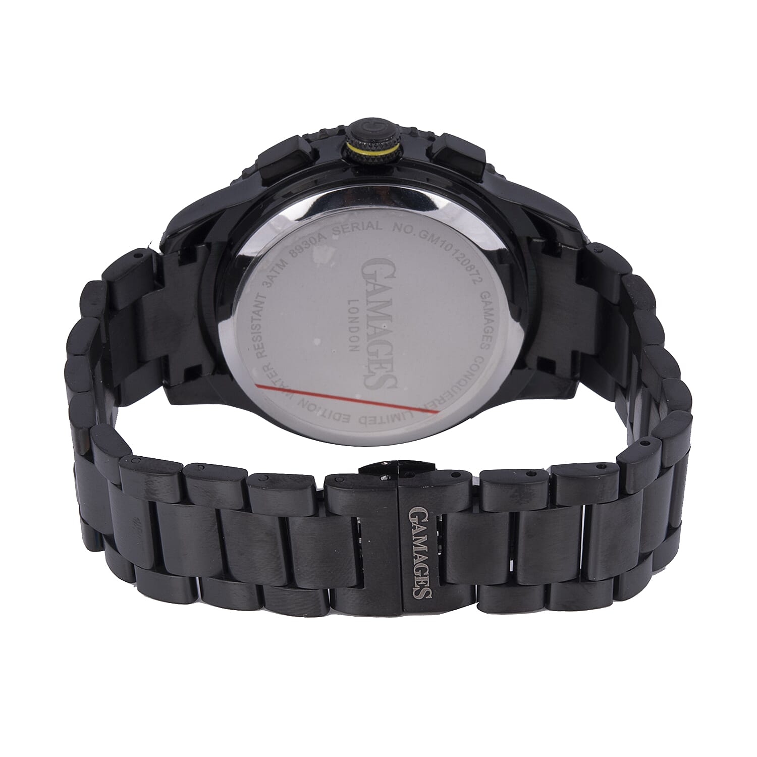 GAMAGES OF LONDON Limited Edition Hand Assembled Conquerer Red Dial Water Resistant Watch in Black Colour Chain Strap
