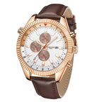 GAMAGES OF LONDON Limited Edition Hand Assembled Hour Rotator Automatic Rose Gold with Umber Brown Leather Strap