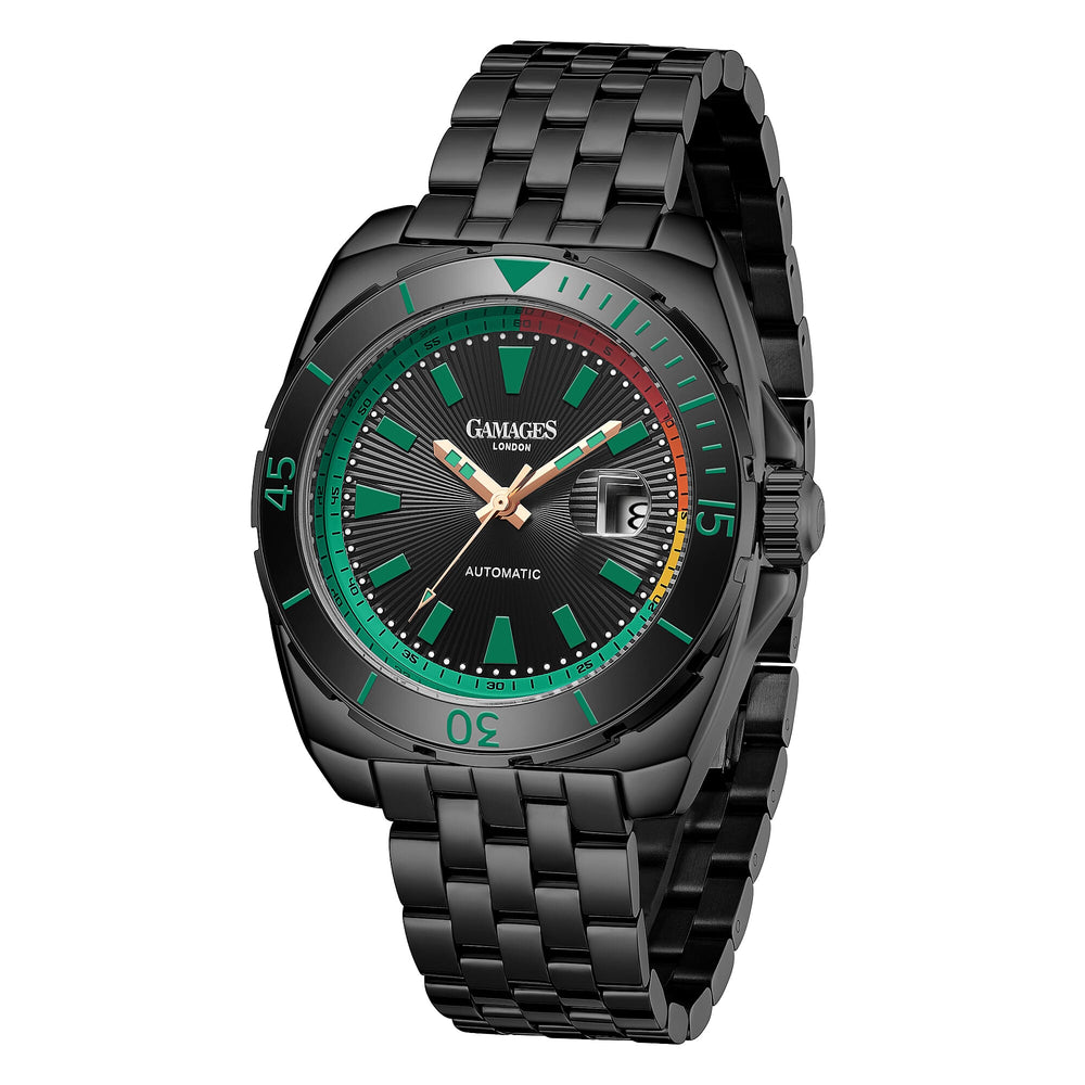 GAMAGES OF LONDON Limited Edition Hand Assembled Regal Automatic Water Resistant Watch in Black Chain Strap