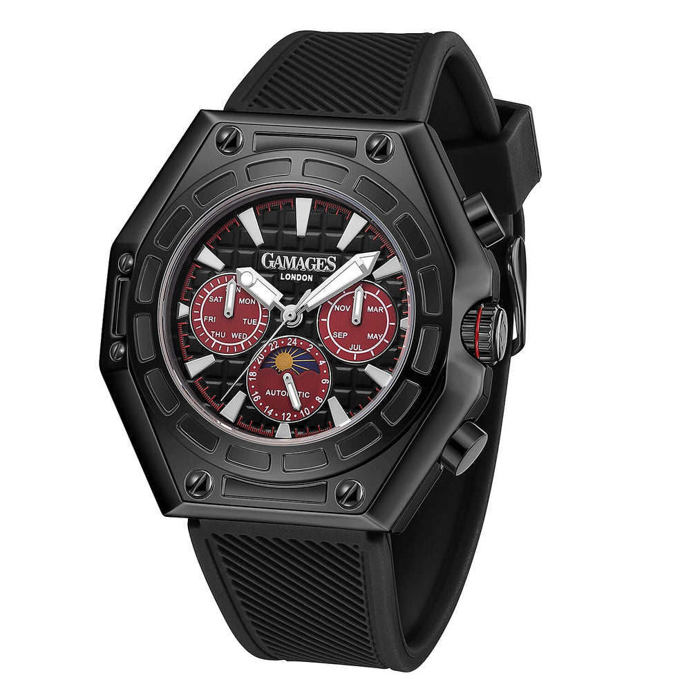 Gamages Of London Limited Edition Hand Assembled Vault Automatic 3 ATM Water Resistant Watch with Black Strap