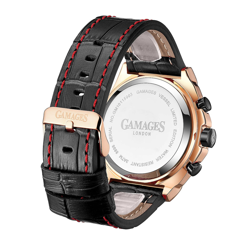 GAMAGES OF LONDON Limited Edition Hand Assembled Vessel Automatic Watch in Black