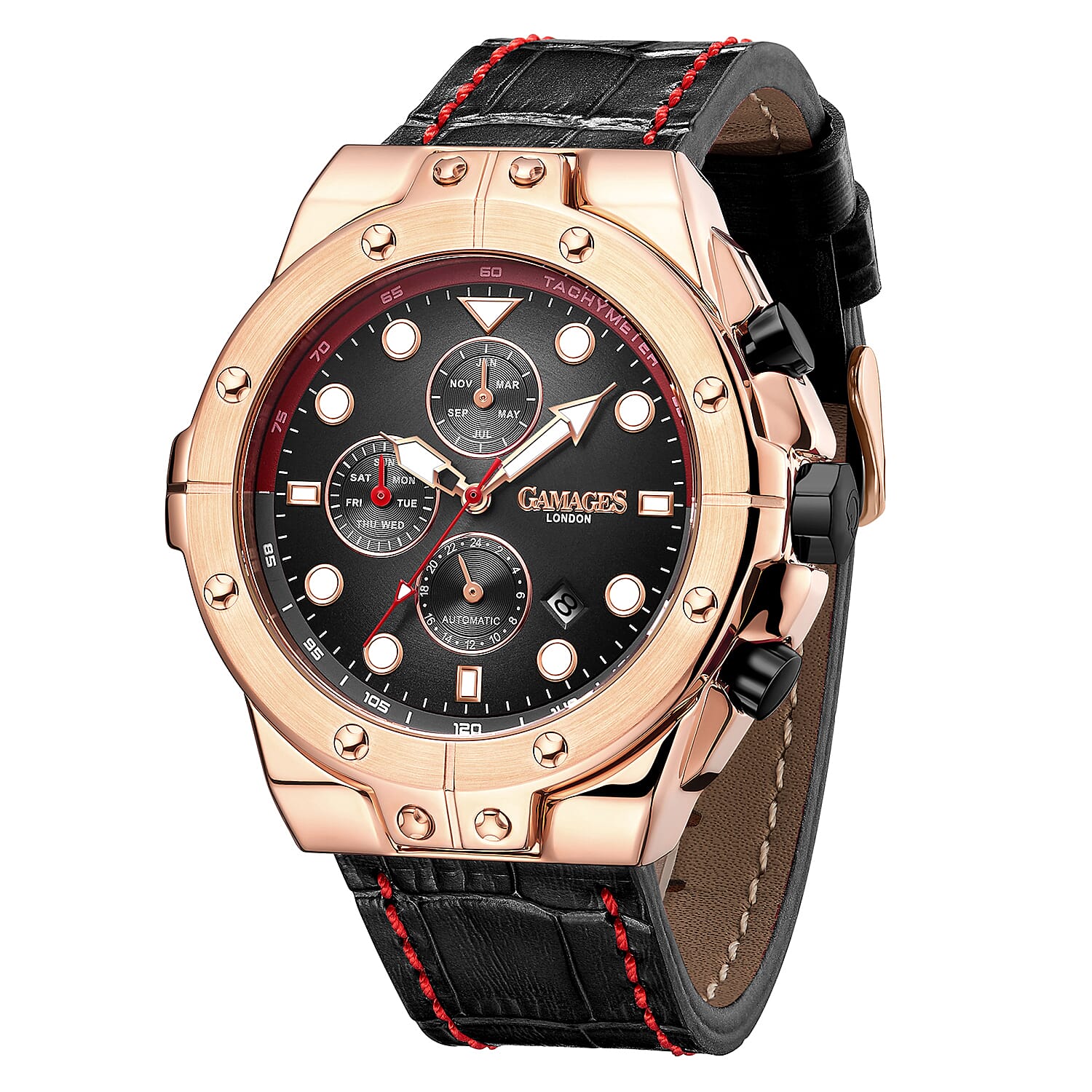 GAMAGES OF LONDON Limited Edition Hand Assembled Vessel Automatic Watch in Black