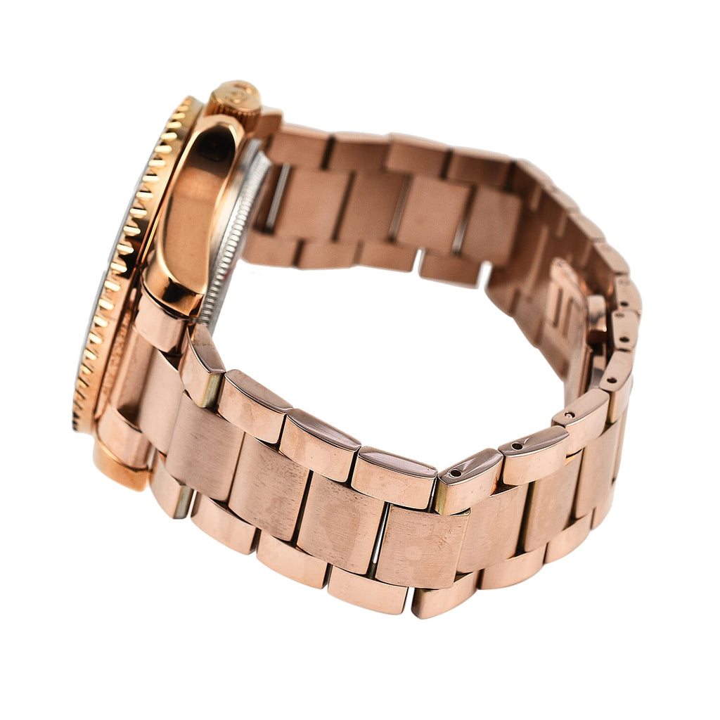GAMAGES OF LONDON Sports Element Automatic Movement Black Dial Brown Bezel Water Resistant Watch with Rose Gold Chain Strap