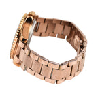 GAMAGES OF LONDON Sports Element Automatic Movement Black Dial Brown Bezel Water Resistant Watch with Rose Gold Chain Strap