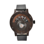 GENOA Japanese Movement Brown Sandalwood Dial Water Resistant Watch with Black Leather Strap