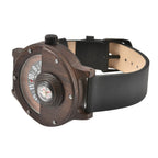 GENOA Japanese Movement Brown Sandalwood Dial Water Resistant Watch with Black Leather Strap