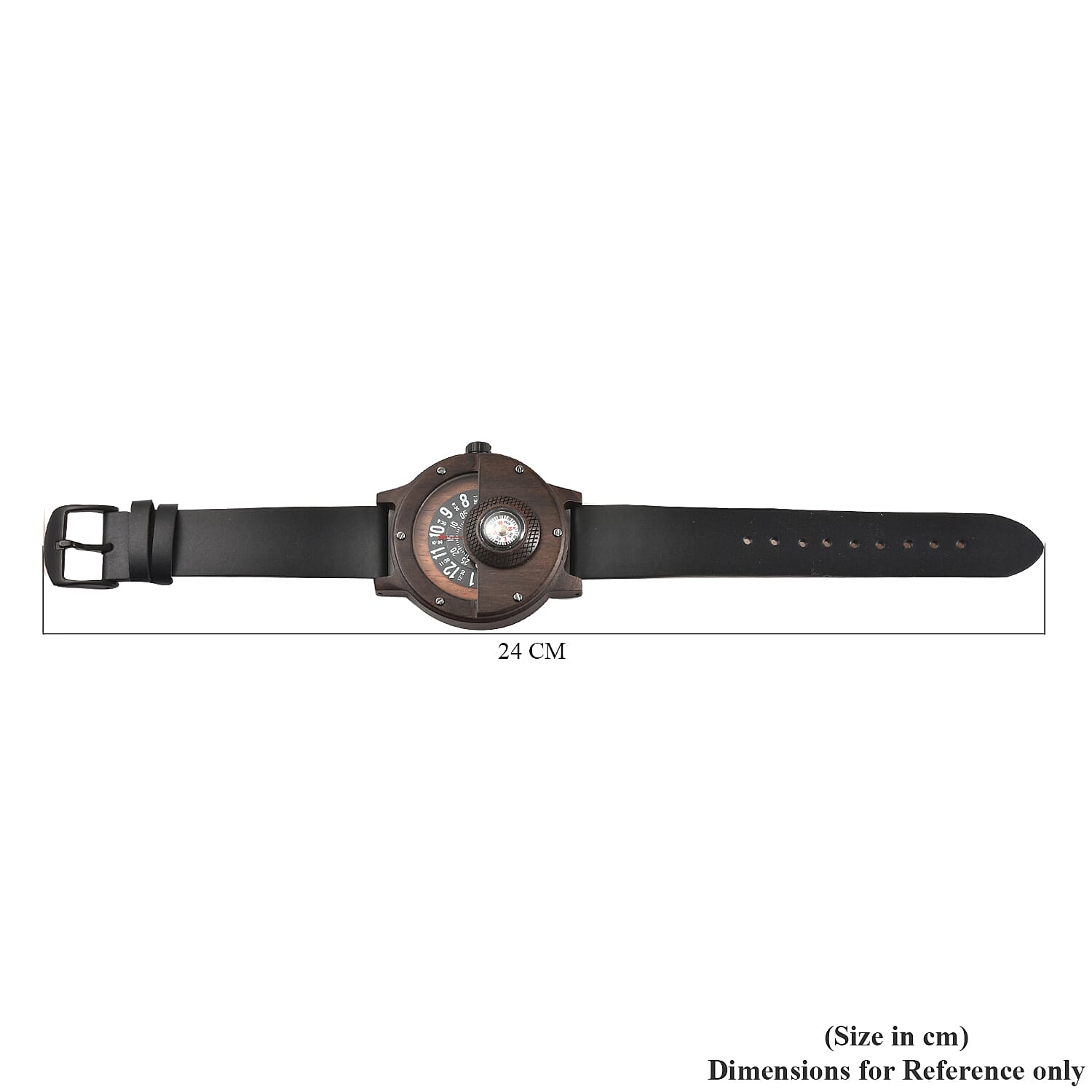 GENOA Japanese Movement Brown Sandalwood Dial Water Resistant Watch with Black Leather Strap