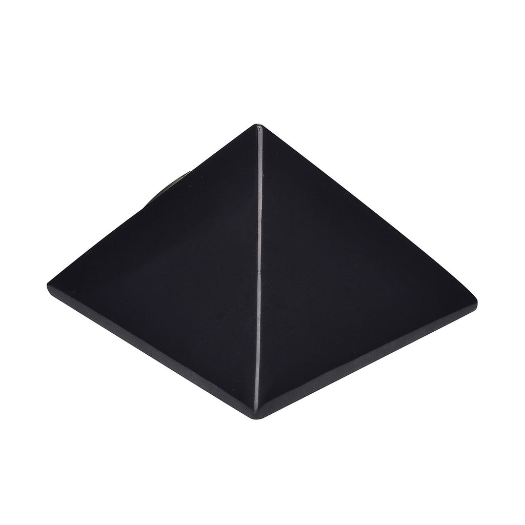 GENOA Shungite Pyramid Shape Japanese Movement Table Clock in Silver Tone