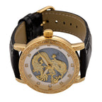 GENOA TIME LIMITED EDITION Dragon Series 3ATM WR Mother Of Pearl Dial & Gold Case Watch with Austrian Crystal Accents & Black Leather Strap Presented in a Gift Box