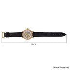 GENOA TIME LIMITED EDITION Dragon Series 3ATM WR Mother Of Pearl Dial & Gold Case Watch with Austrian Crystal Accents & Black Leather Strap Presented in a Gift Box