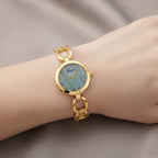 GENOA TIME V2 Miyota 2035 Japan Movt. 3ATM Water Resistant Green MOP & White Crystal Dial Ladies Watch with Gold Colour Alloy Chain Strap and Gold-Tone Case