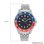 GENOA TIME V2 Miyota 2035 Japan Movt. 3ATM Water Resistant Pepsi Bezel Black Dial Mens Watch with Silver Colour Stainless Steel Strap