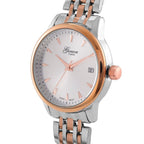 GENOA TIME V2 Miyota GM12 Japan Movt. 3ATM Water Resistant White Dial Watch with Silver and Rose Gold Colour Stainless Steel Strap
