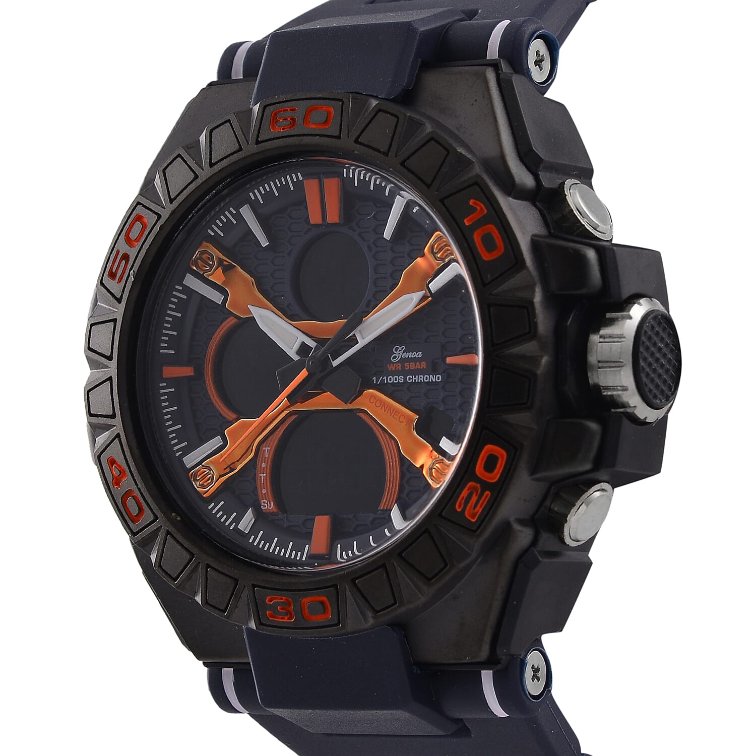 Japanese Mens Watch in Stainless Steel - Orange