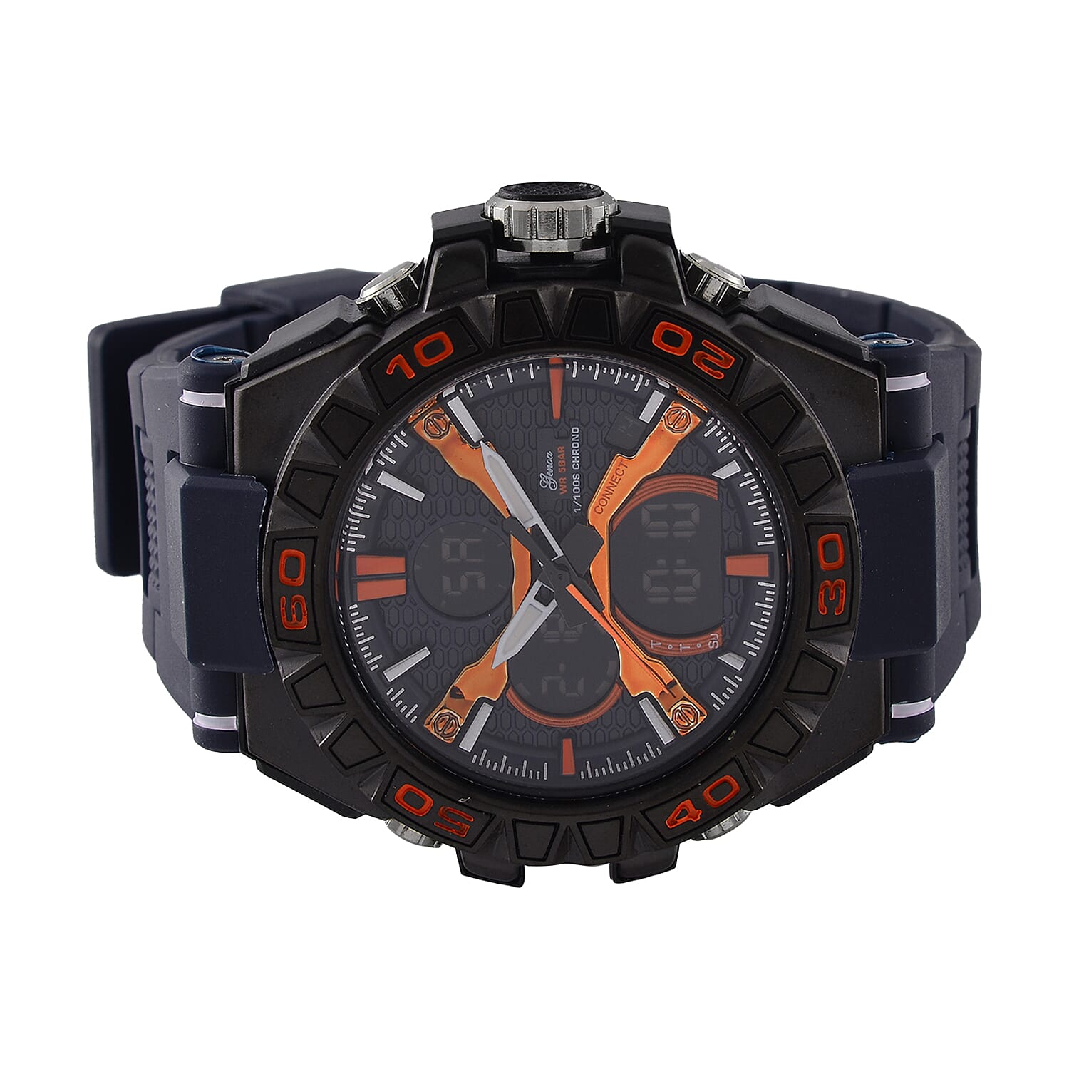 Japanese Mens Watch in Stainless Steel - Orange