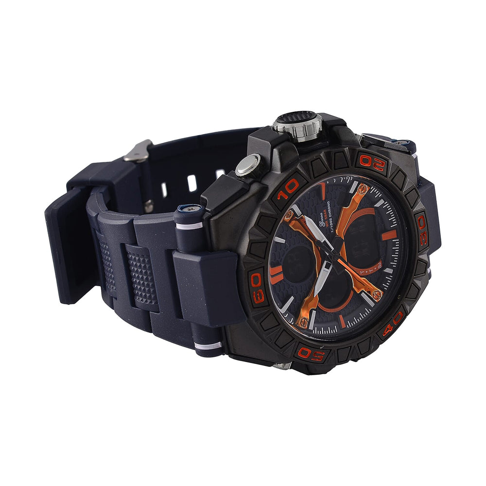 Japanese Mens Watch in Stainless Steel - Orange