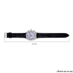 GENOA TIME V2 Quartz Movt. 3ATM Water Resistant White Dial Talking Watch with Black Colour Leather Strap and Silver-Tone Case