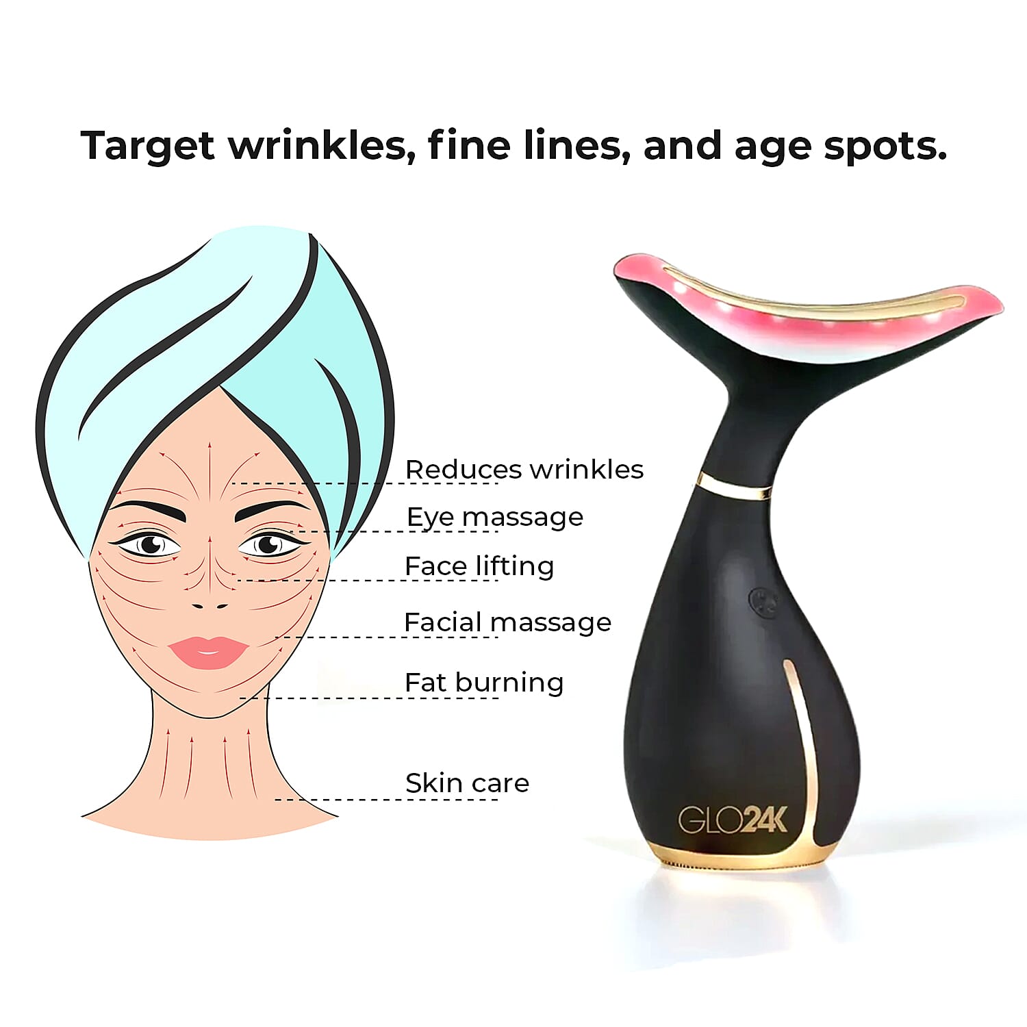 Back By Popular Demand- GLO24K - Skin Rejuvenation Beauty Device for Face and Neck (Free Lifetime Warranty)