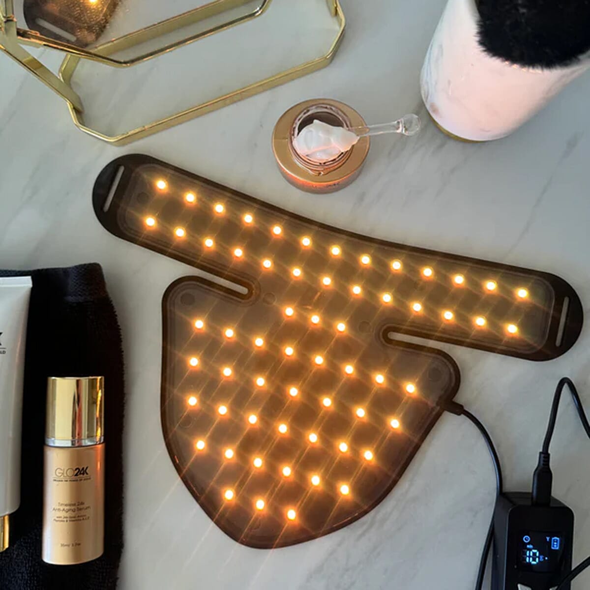 Lowest Ever Price- GLO24k 7 Colour LED Super Mask for the Neck, Chest - Decollete - Lifetime Warranty