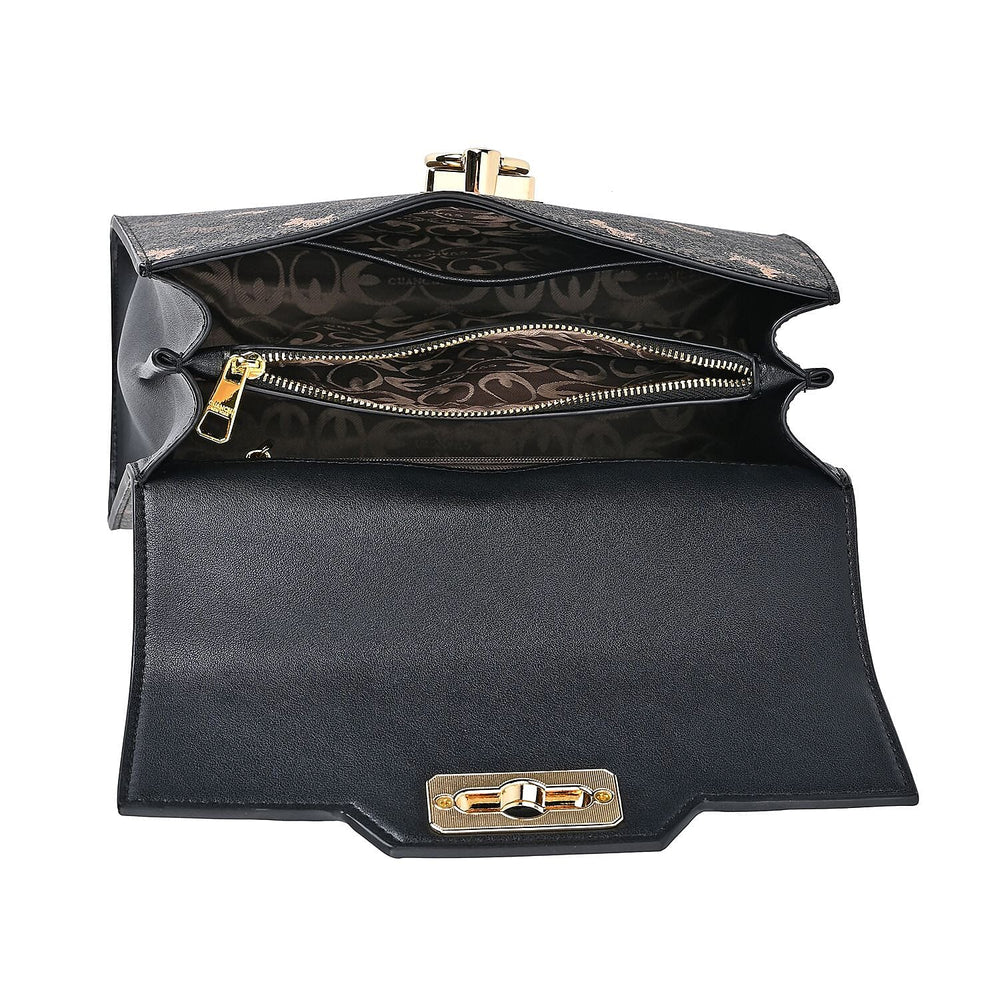 GUANCHI Crossbody Bag with Handle Drop - Dark Coffee - Black