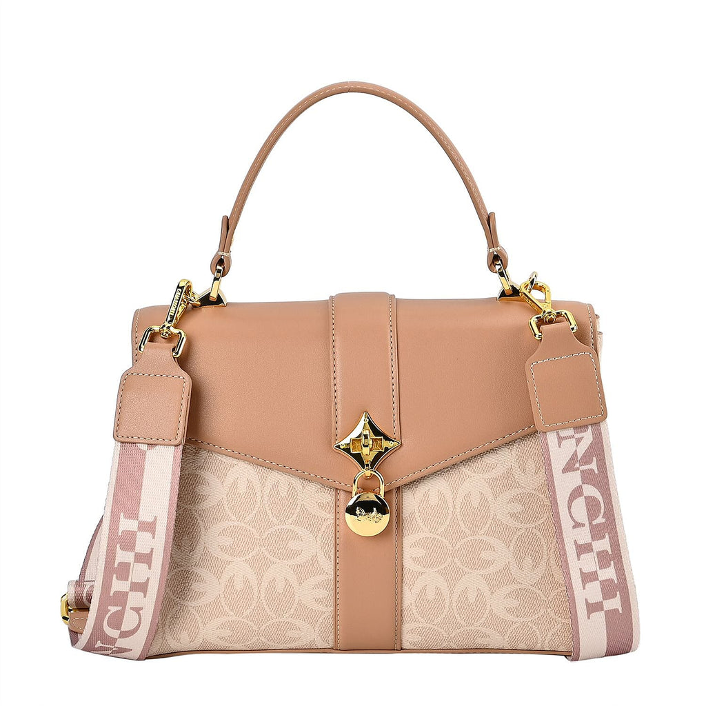 GUANCHI Crossbody Bag with Handle Drop - Off White & Apricot
