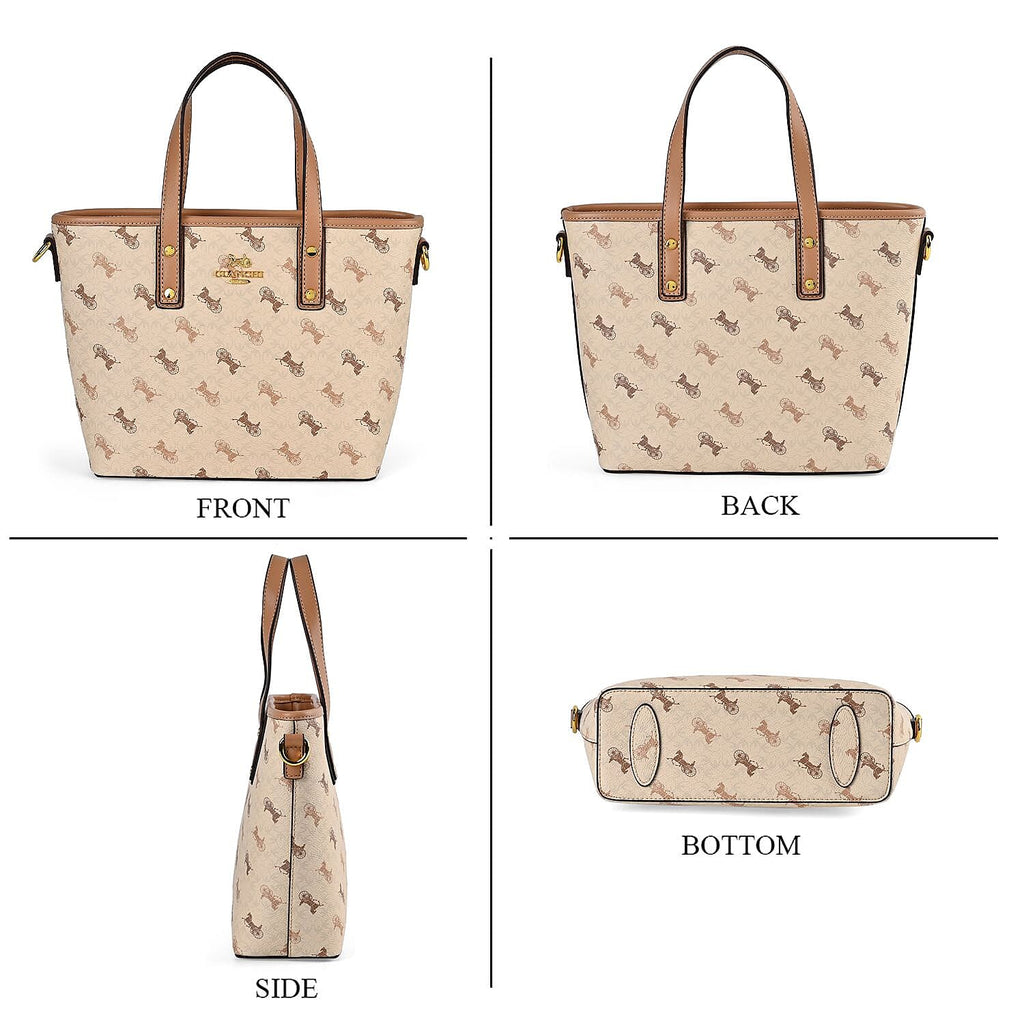 GUANCHI Oval Crossbody Bag with Handle Drop - Apricot