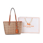 GUANCHI Tote Bag with Pouch & Handle Drop - Brown